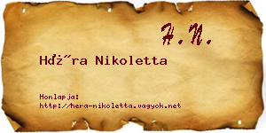Héra Nikoletta névjegykártya